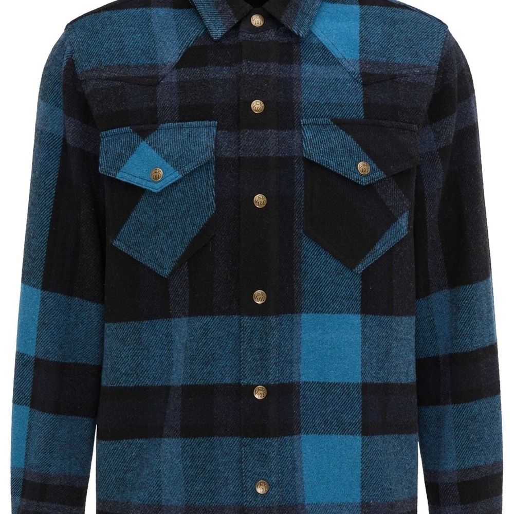 Lee 101 Plaid Rodeo Wool Jacket Overshirt Sky Captain Blue Black Size XXL NWT